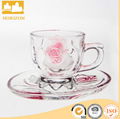 Wholesale beautiful flower glass coffee cup and saucer set