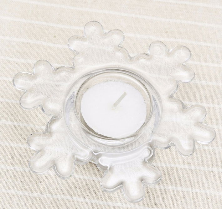 clear snow shape candle holder for christmas day 2