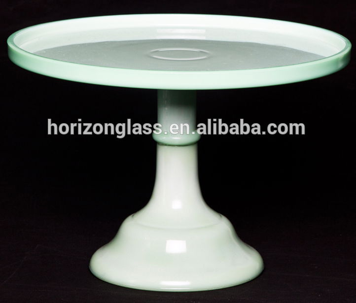 HandMade Wholesale light green Jade glass wedding cake stand glass dome cake sta
