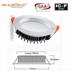 Dimmable LED Down Light SAA 10W 13W 12W IP44 Rating