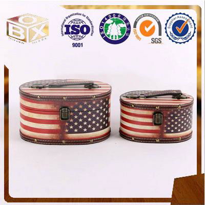 Round PU Leather Storage box with handle wholesale 2