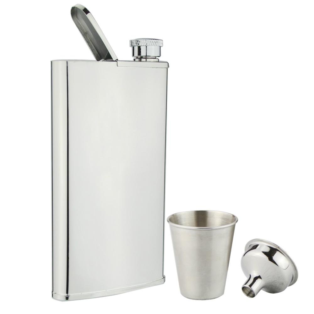 4OZ 18/8 Stainless Steel Hip Flask with Built in Cigar Case 1