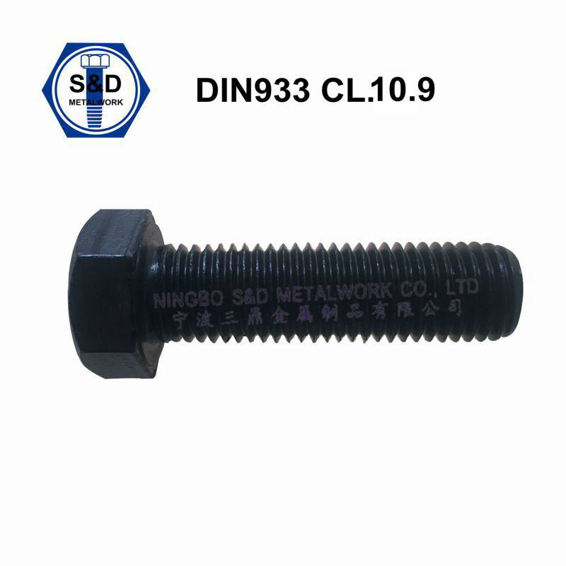 DIN933 Hex Bolts Full Thread Half Thread Black Finish Hot Forged