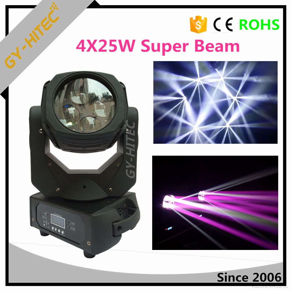 Newest 4leds x25W RGBW 4in1 LED Zoom super beam moving head