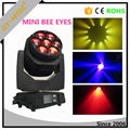 Factory price Mini Bee Eye DMX Wash Zoom 4in1 RGBW 7*15w LED Moving Head Light