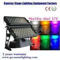  High power 96x18w 6 in 1 rgbwa+uv led city color light