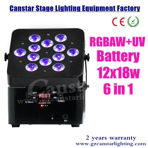 led battery wireless par light 12x18w RGBWA+UV 6 in 1