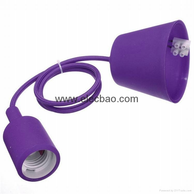 Silicone lamp socket lamp parts simple pendant light with color cable