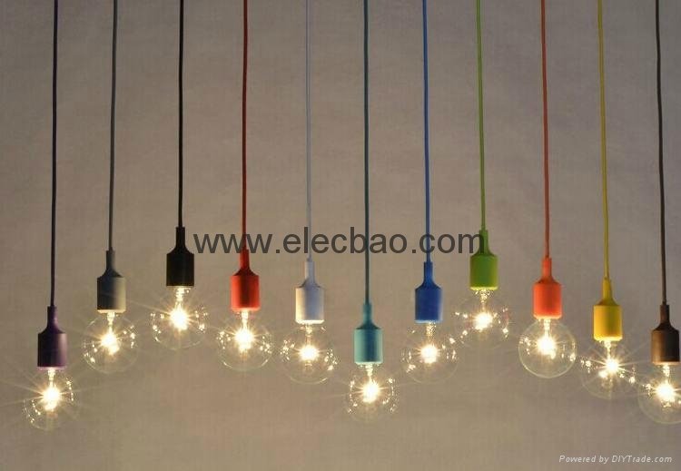 Silicone lamp socket lamp parts simple pendant light with color cable 2
