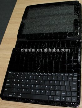 movable silicone bluetooth keyboard with leather case for iPad 3