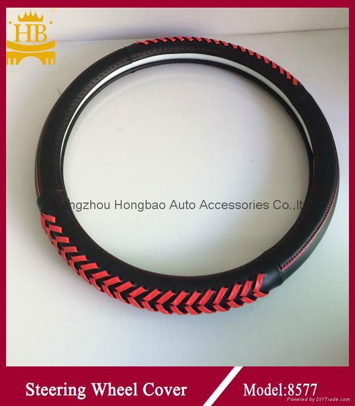 Hand-made stitching steering wheel cover 3