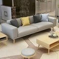 Nordic small apartment leather sofa cowhide solid wood leather sofa combination  5