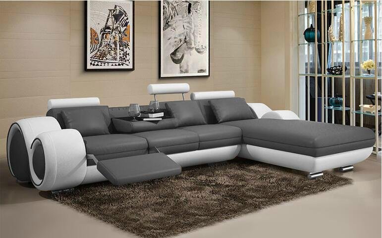 Cowhide leather sofa living room sofa Arts minimalist modern fashion creative co 3