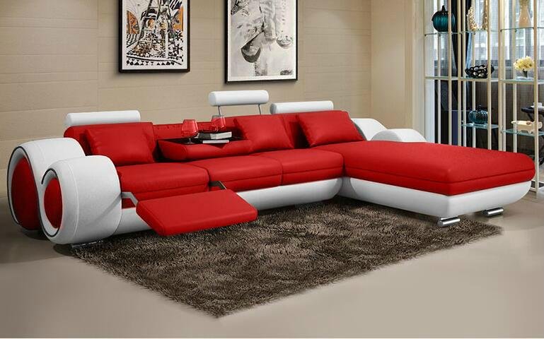 Cowhide leather sofa living room sofa Arts minimalist modern fashion creative co 4