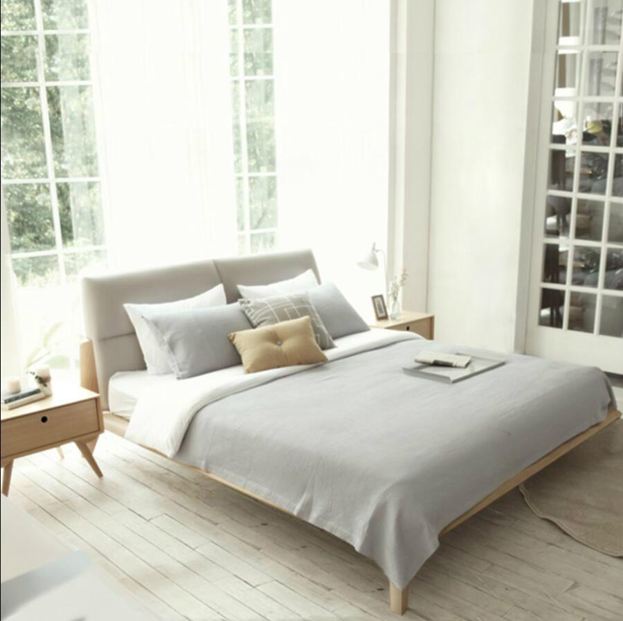 Korean designer wood leather bed 1.5 m by 1.8 m soft leather bed