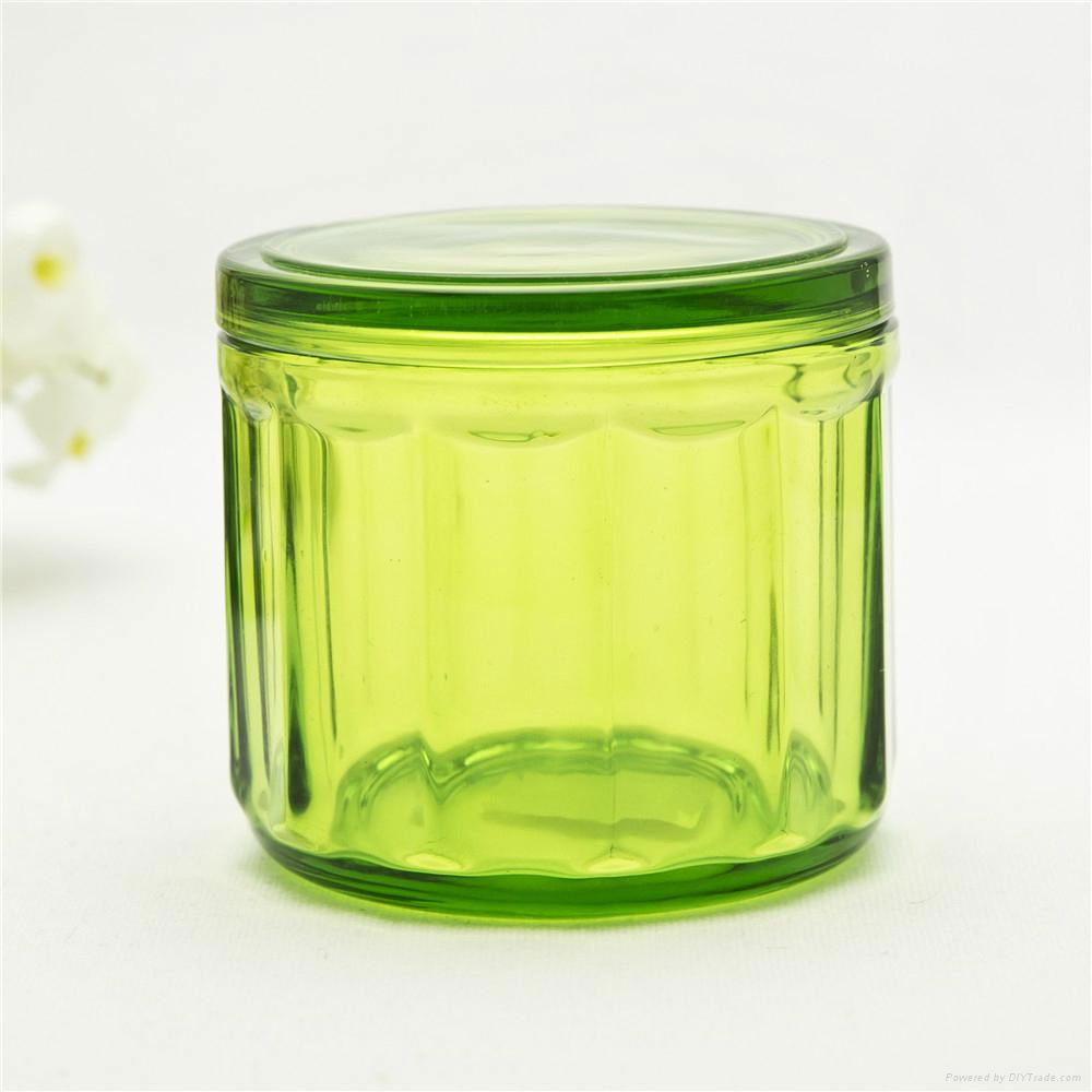 High Quality Glass Nuts Storage Jar Green Glass Jar With Lid FHL682