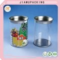 quality clear plastic food pail, cylinder round box container with metal lid 3