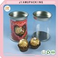quality clear plastic food pail, cylinder round box container with metal lid 4