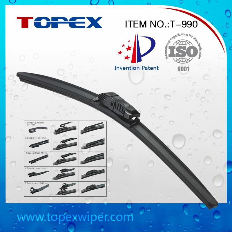 T-990 Multi-functional Flat Wiper Blade Professional 5 in 1 Hybrid Windshield Wi 4