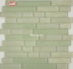 glass mosaic tile stereoscopic effect woodgrain