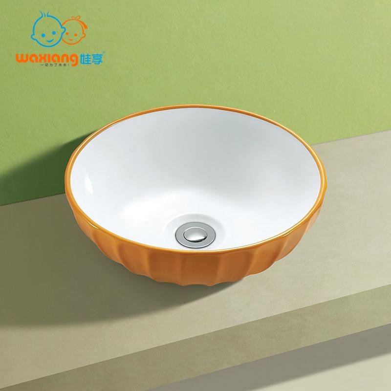 Waxiang Bathroom Porcelain Ceramic Vessel Vanity Sink Art Basin Ripple-designed