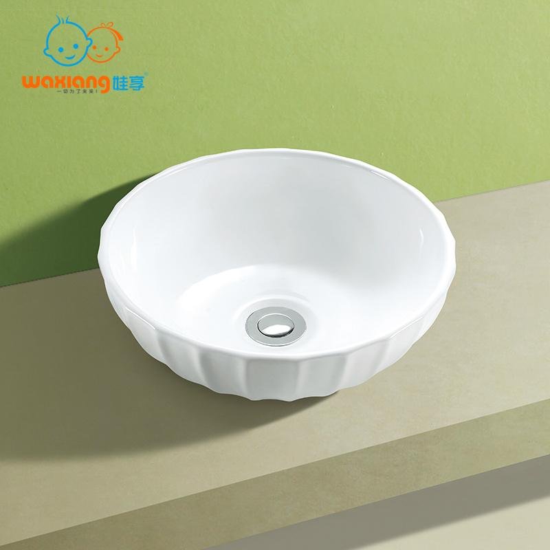 Waxiang Bathroom Porcelain Ceramic Vessel Vanity Sink Art Basin Ripple-designed 3