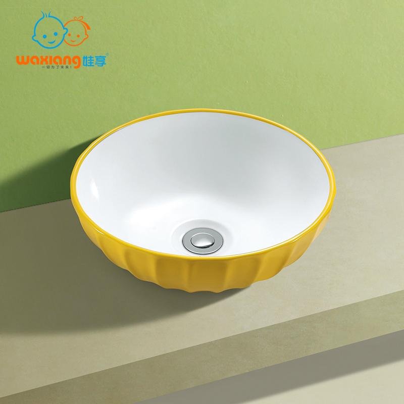 Waxiang Bathroom Porcelain Ceramic Vessel Vanity Sink Art Basin Ripple-designed 5