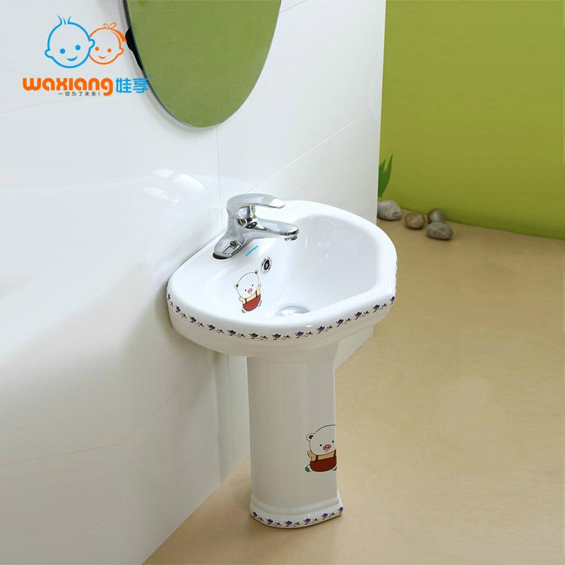 Children's Lavatory Pedestal Sink White China Wash Station for children