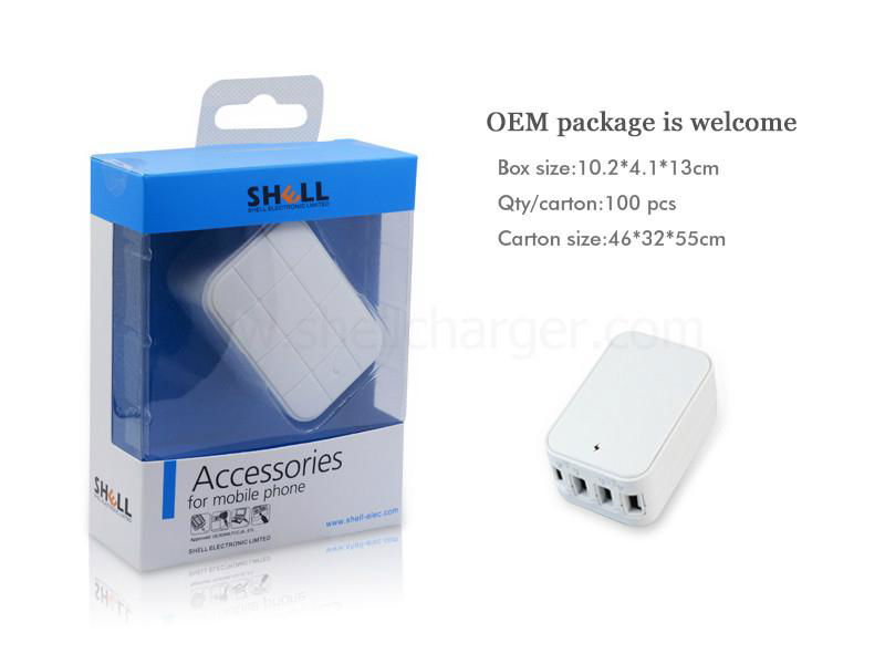 US 4 USB Port Wall charger  5