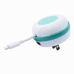 5V 3.4A Retractable charger with a USB port,changeable 