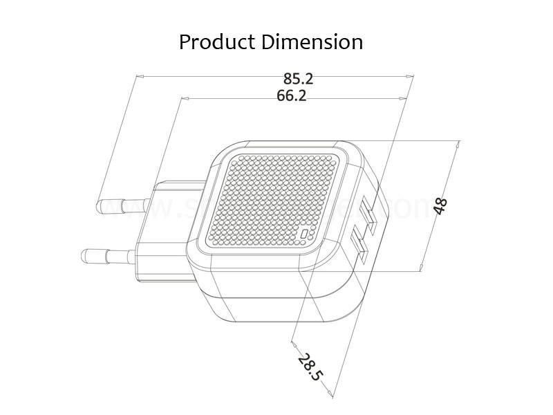 EU Plug,2USB Wall Charger 5