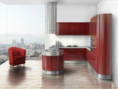 Curved Modern Style Stainless Steel Kitchen Cabinet