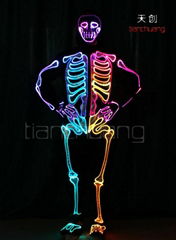 Programmable fiber optic led costume/luminous human skeleton clothing