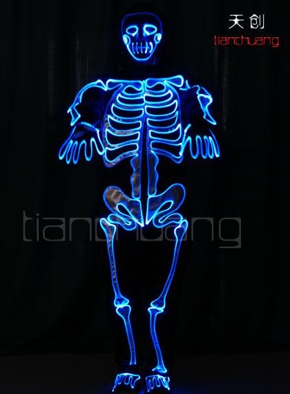 Programmable fiber optic led costume/luminous human skeleton clothing 4