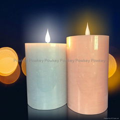 Pink LED candle with moving flame,3D candle with real wax