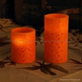 embossed LED candle with real wax 1