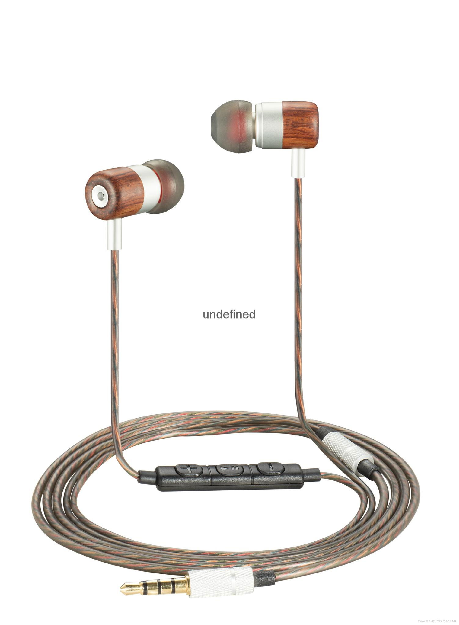 Nostalgia Wood Earphone In Ear Headset Wired Earbud