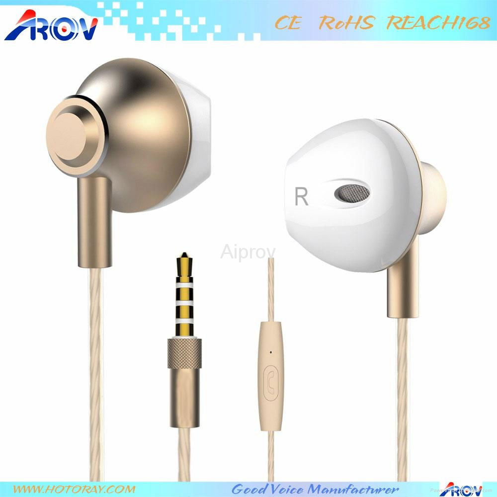 Stylish Half in ear earbuds design Wired Moving coil Headset with Microphone