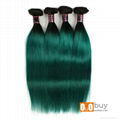 8A Wholesale Price Green Color Virgin Straight Hair Remy Human Hair Peruvian Rem 5