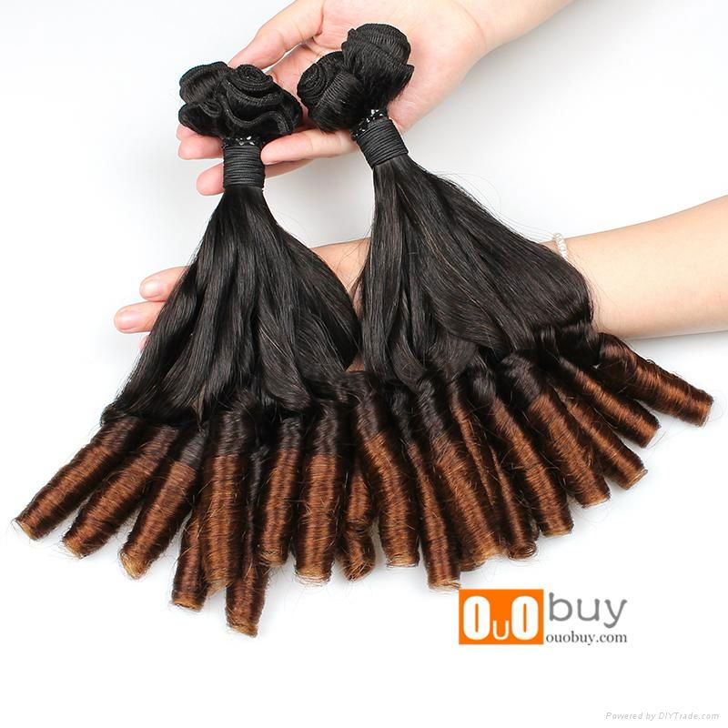 Aunty Funmi Hair Bouncy Curls Ombre Color Brazilian Remy Human Hair Weaving Funm 5