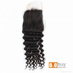 7A Grade Natural Color Brazilian Virgin Hair Freely Divide Kinky Curly Closure