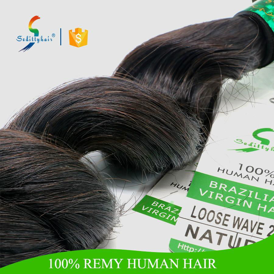 Seditty New arrival unpressed 100% virgin brazilian loose curl hair natural colo 4