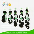 Seditty 8A Natural color 100% human Hair extension, body wave 3 bundle unprocess 4