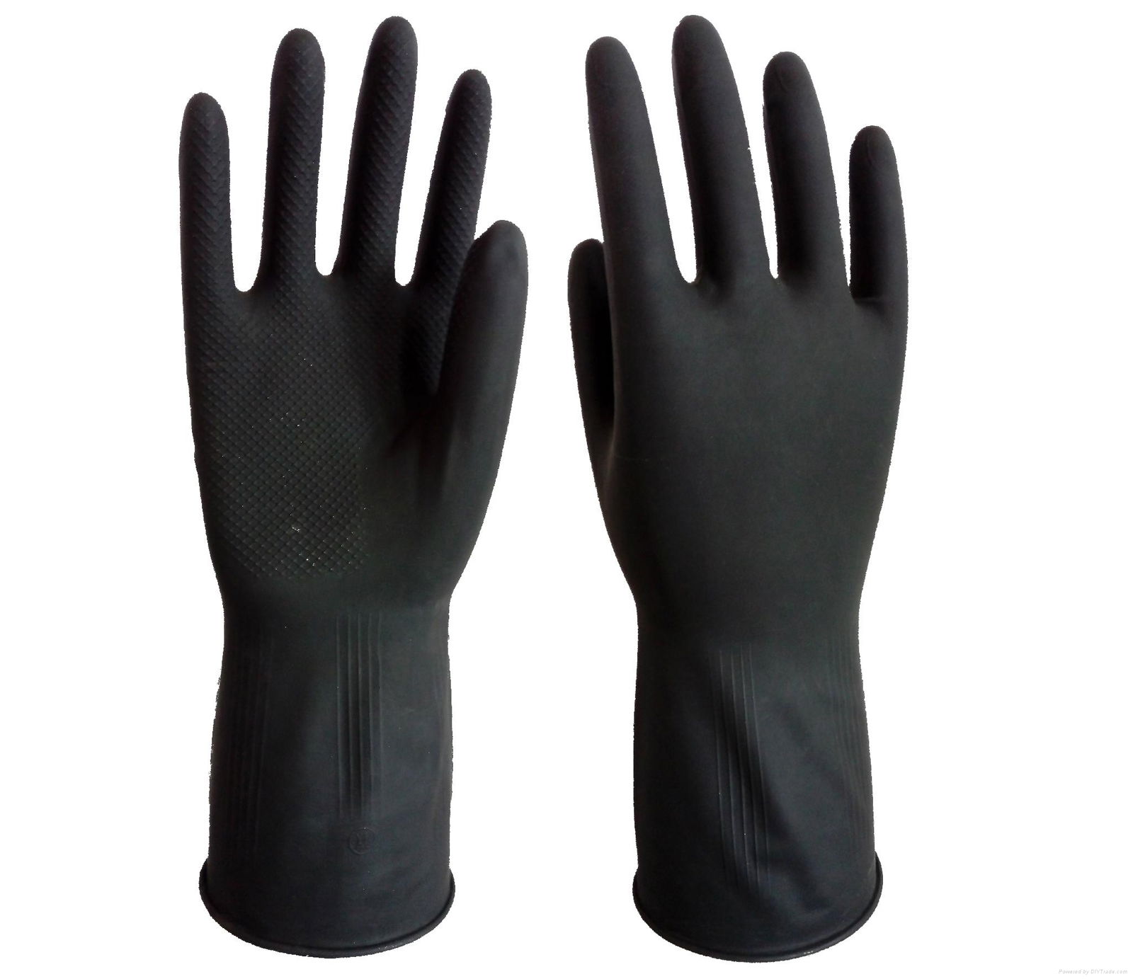 Industrial latex gloves / black and orange color latex gloves
