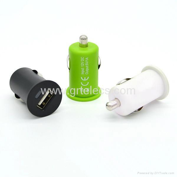 Customized color 5V 1A mini USB car charger for iPhone smartphone 3
