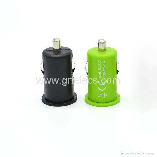 Customized color 5V 1A mini USB car charger for iPhone smartphone 4