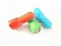 Hot selling 5V 2.1A dual port car charger with customized colors for cell phone  1