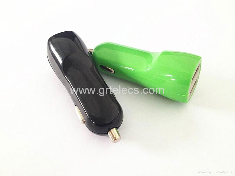 Hot selling 5V 2.1A dual port car charger with customized colors for cell phone  3