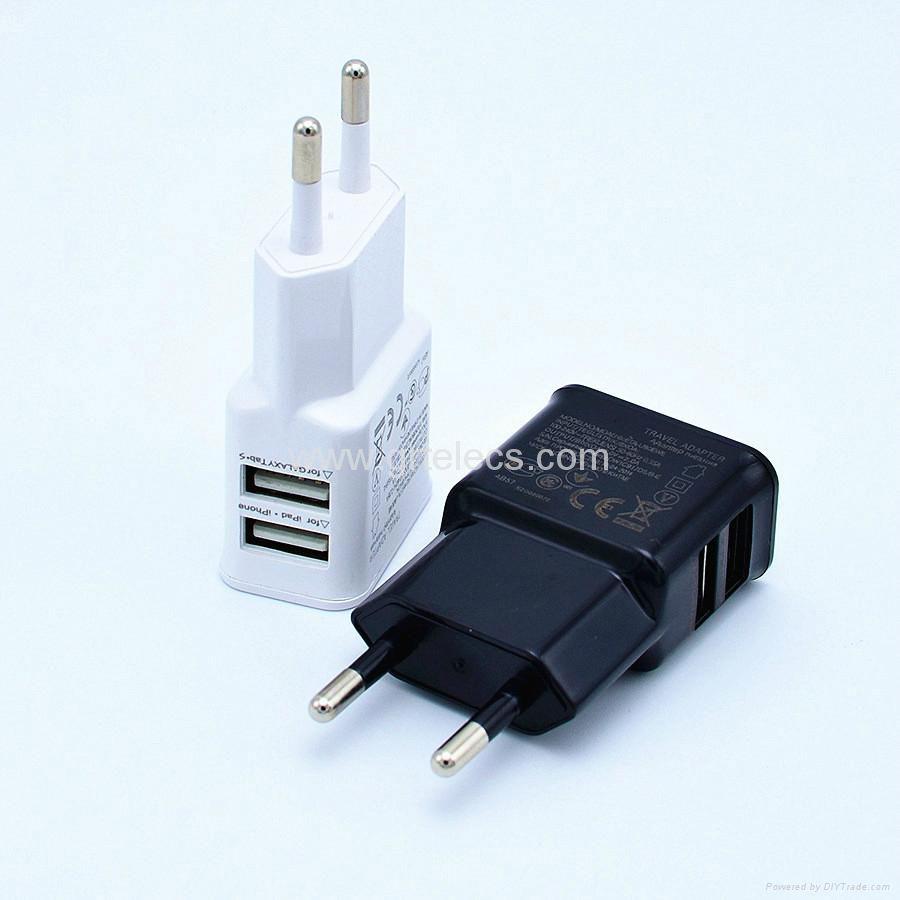 High quality Dual USB home charger EU/US plug for mobile phones