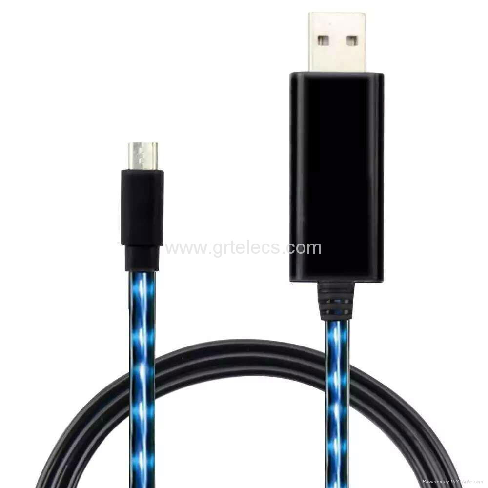 Visible EL LED flowing micro USB cable for Samsung HTC Android phones